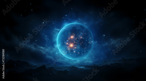 Space galaxy background, 3D illustration of nebulae in the universe © Derby