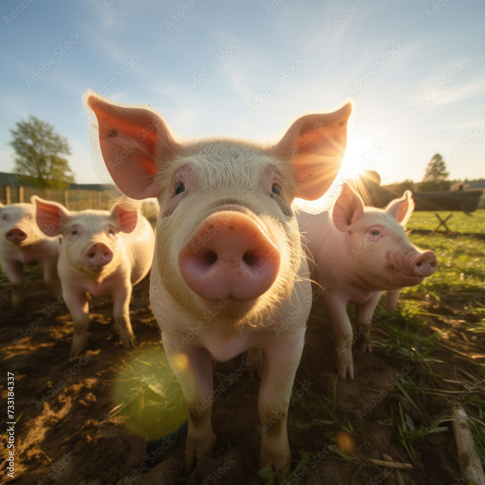Ecological, Pigs at the domestic farm. Ecological, Pigs at the domestic farm.
