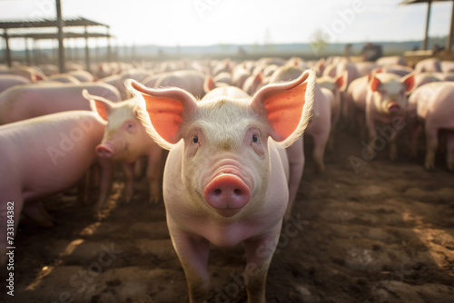 Ecological, Pigs at the domestic farm. © Wararat