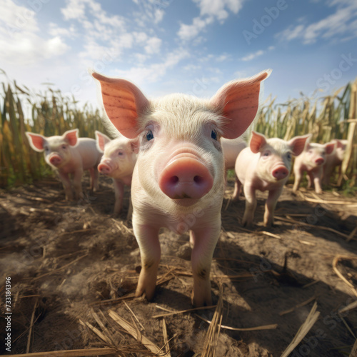 Ecological, Pigs at the domestic farm.