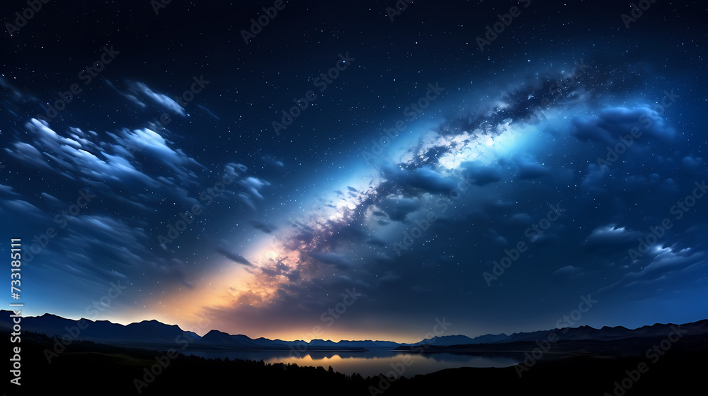 Space galaxy background, 3D illustration of nebulae in the universe