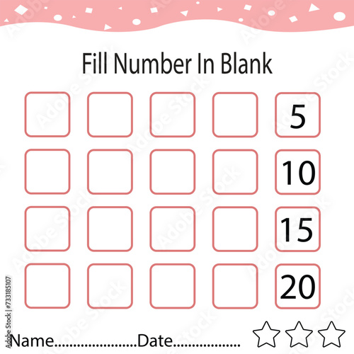Fill number in the blanks with a 1-20 number