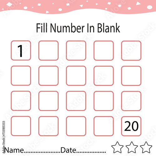 Fill number in the blanks with a 1-20 number