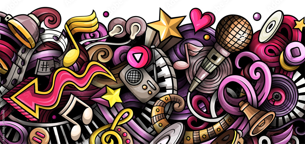 Music cartoon banner illustration