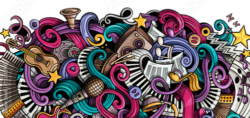 Music cartoon banner illustration