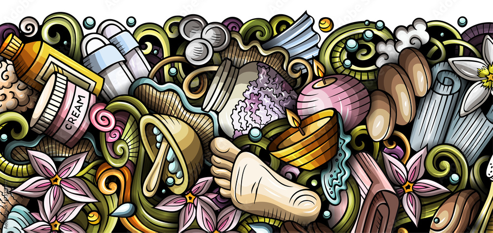 Obraz premium Massage cartoon banner illustration