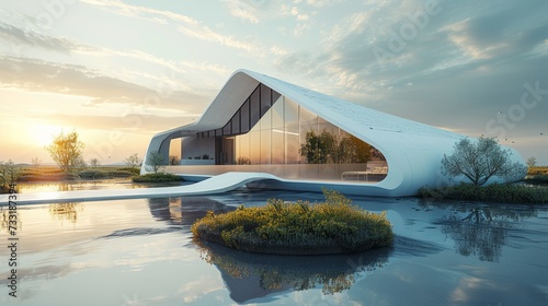 Renewable energy research facilities with futuristic architecture, paving the...