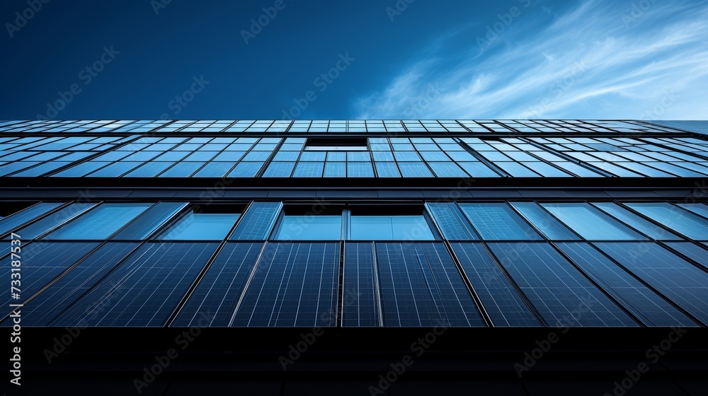 Fototapeta premium Solar panels integrated seamlessly into urban architecture
