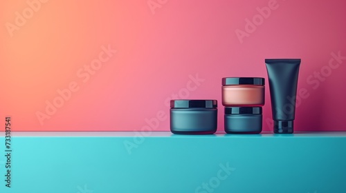 Minimalist backdrop highlighting skincare products with a sleek and modern ae...