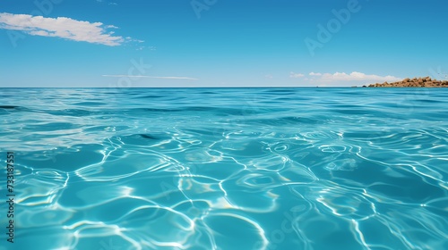 A top view of a swimming pool with crystal clear water against a vibrant sky blue background, inviting you to take a refreshing dip © ALLAH KING OF WORLD