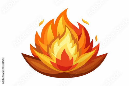 Vector icon fire on white background 