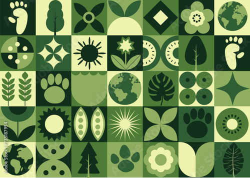 International Day of Biological Diversity. Earth Day. May 22, April 22. Seamless geometric pattern. Template for background, banner, card, poster. Vector illustration
