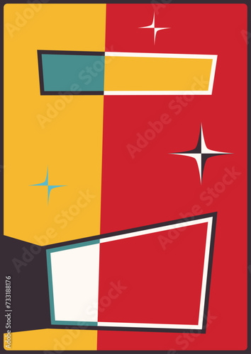 1960s Background for Retro Style Events, Parties. 60s Colors, Abstract Shapes 