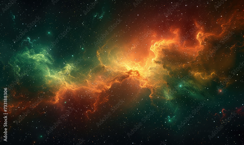 Space nebula red green