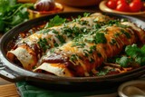 mexican chicken enmoladas de encacahuatado, or mole poblano enchiladas, mole negro, pipian