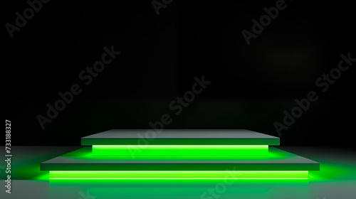 Green neon cyber futuristic concrete platform, Product podest for Advertising, Modern Mockup template isolated background © ARTwithPIXELS