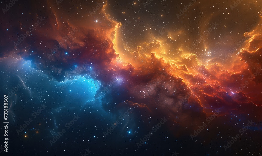stars over a nebula, in the style of technological sense, azure and amber, light amber and sky-blue, rollerwave, light crimson, iconic, cyberpunk stars over a nebula, in the style of technological sense, azure and amber, light amber and sky-blue, rollerwave, light crimson, iconic, cyberpunk