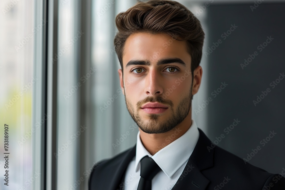 Portrait of handsome businessman in suit looking at camera in the office Portrait of handsome businessman in suit looking at camera in the office