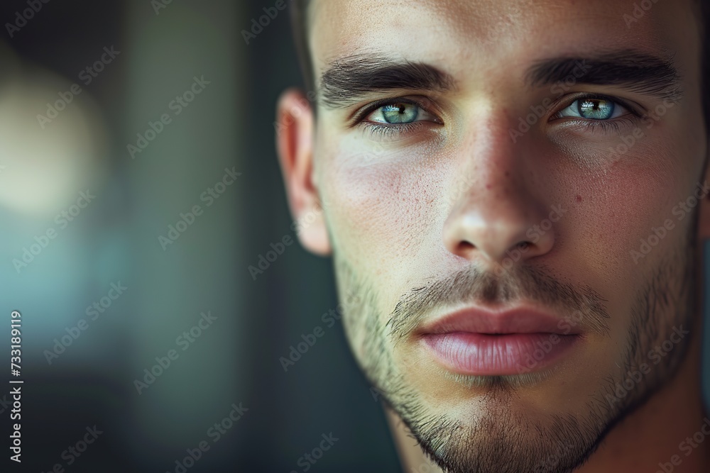 Fototapeta premium Portrait of cute 20 years old man with beautiful face