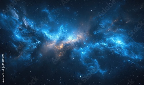 Background universe in blue shades, flickering, stars