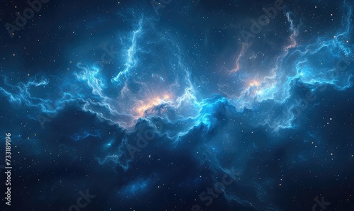Background universe in blue shades, flickering, stars