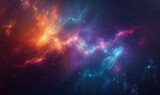 Space background with stardust and shining stars. Realistic colorful cosmos with nebula and milky way. Blue galaxy background. Beautiful outer space. Infinite universe