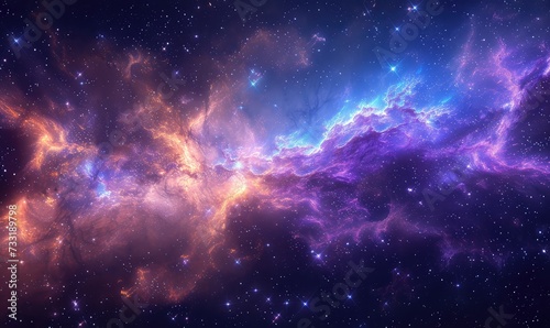 Beautiful space, stars, cosmos with purple and blue colors