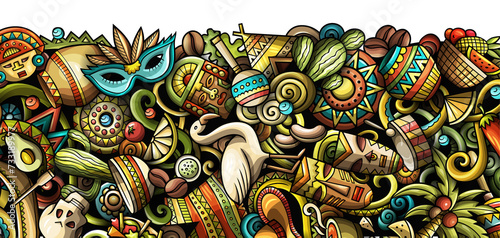 Latin America cartoon banner illustration
