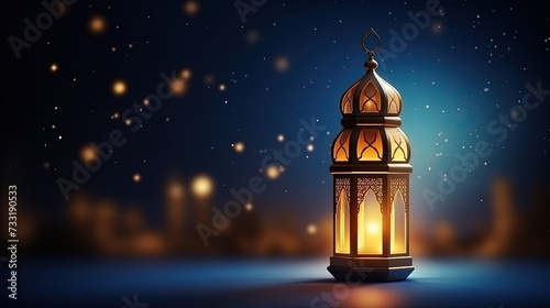 arabic lantern of ramadan celebration background illustration, Generative AI