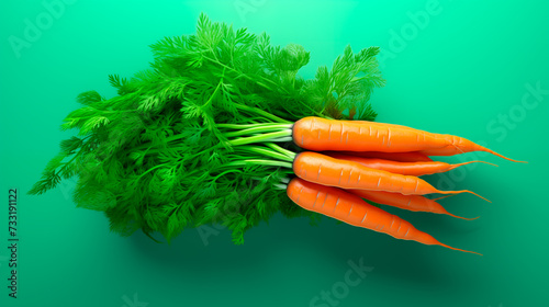 bunch of fresh carrots on isolated background, organic diet food, healthy vegetable, natural green agriculture