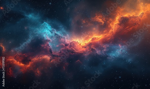 Colorful space galaxy cloud nebula. Stary night cosmos. Universe science astronomy. Supernova background wallpaper © jamrut