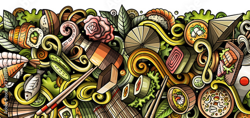 Japan food cartoon banner design