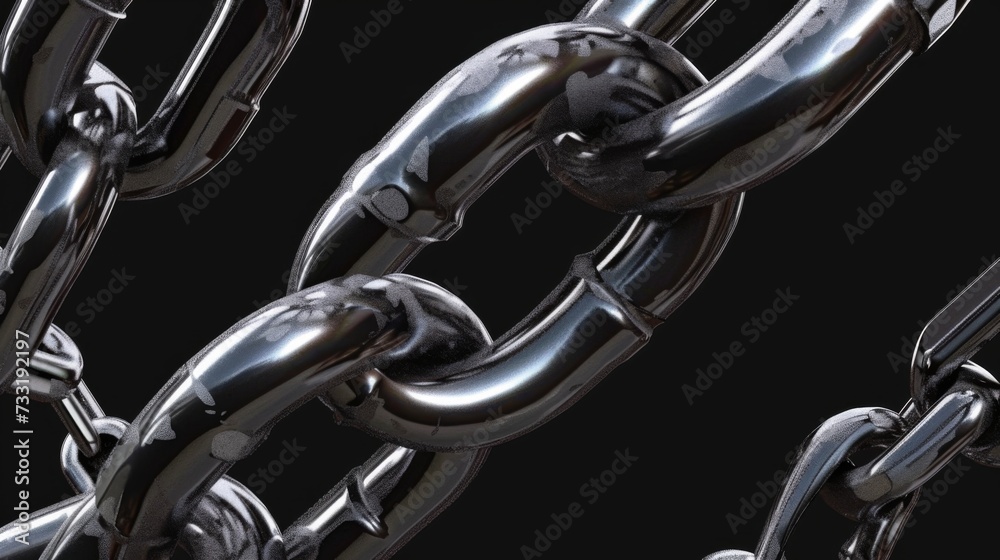 Closeup brutal metal chain on a black background Closeup brutal metal chain on a black background