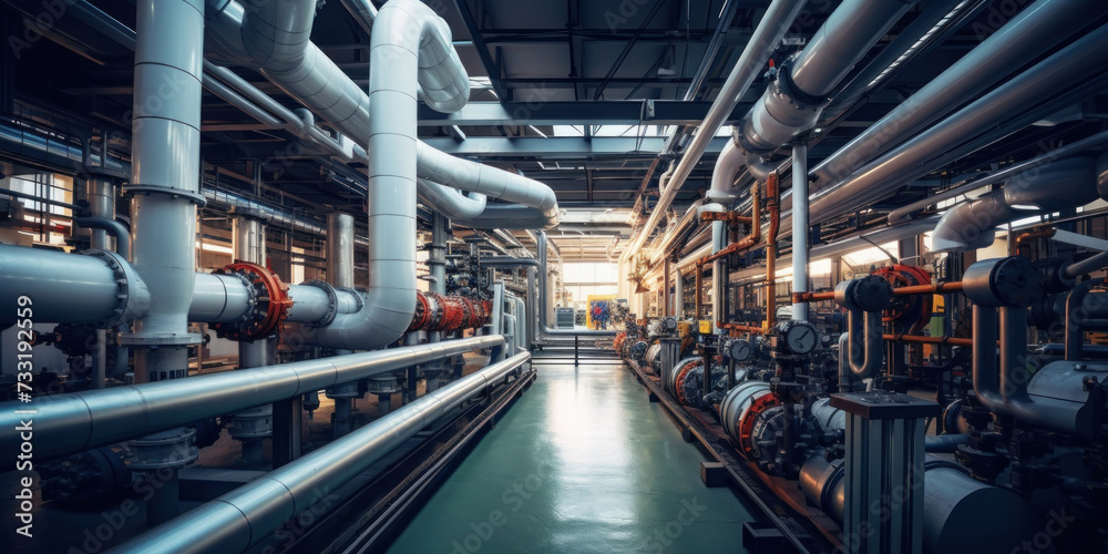Equipment, Piping as found inside of a modern industrial power plant. Equipment, Piping as found inside of a modern industrial power plant.