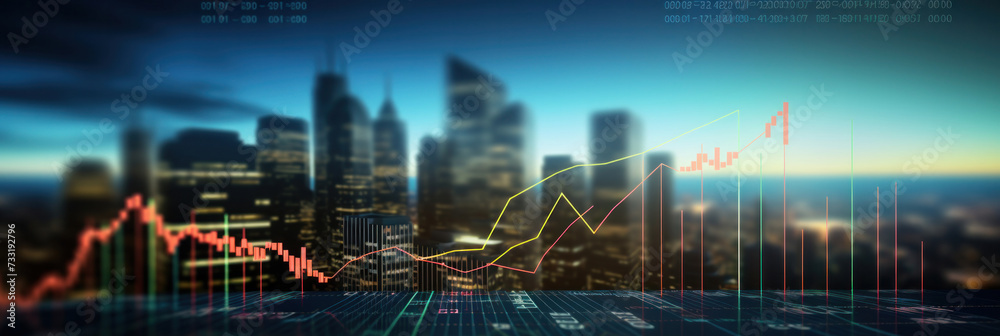 Fototapeta premium Graph and chart investmentgrowth of Stock market or forex trading.