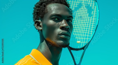 tennis man holding racquet