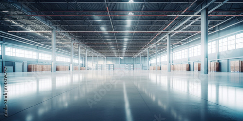 Modern factory  warehouse  shop or store  space on concrete floor for industrial.