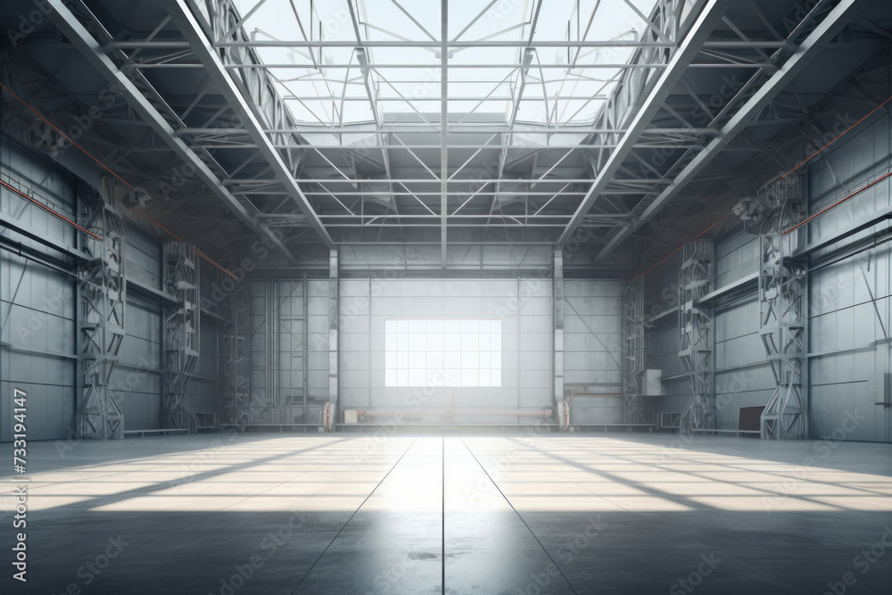 Modern interior with metal wall and steel structure with empty space for industry background. Modern interior with metal wall and steel structure with empty space for industry background.