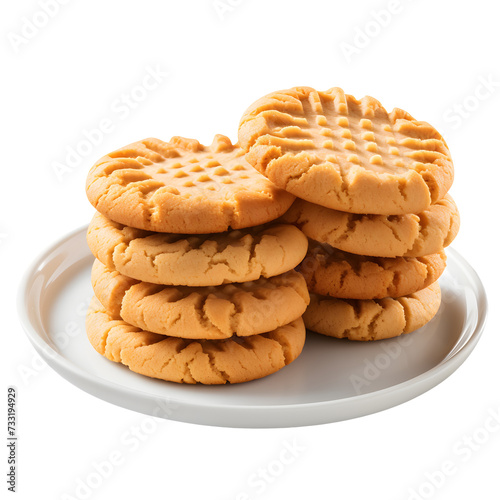 Homemade round butter cookies or biscuit with peanut  isolated on transparent background