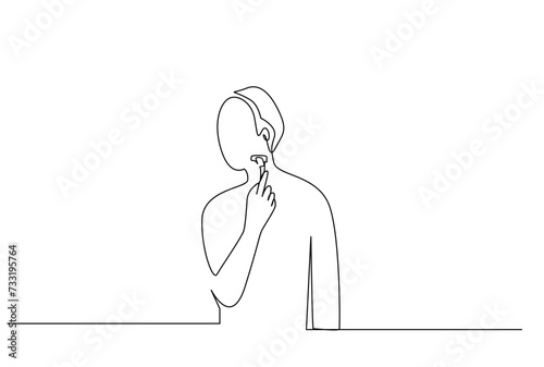 young person beard shaving routine daily one line art design