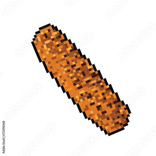 Roasted corn or jagung bakar. Yummy warm salty food. Pixel bit retro game styled vector illustration drawing. Simple flat cartoon styled food drawing isolated on white square background.