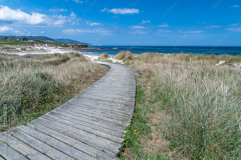 Seascape on the shores of the Cantabrian Sea in Galicia, Spain