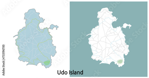 Jeju Island map illustration and Udo map