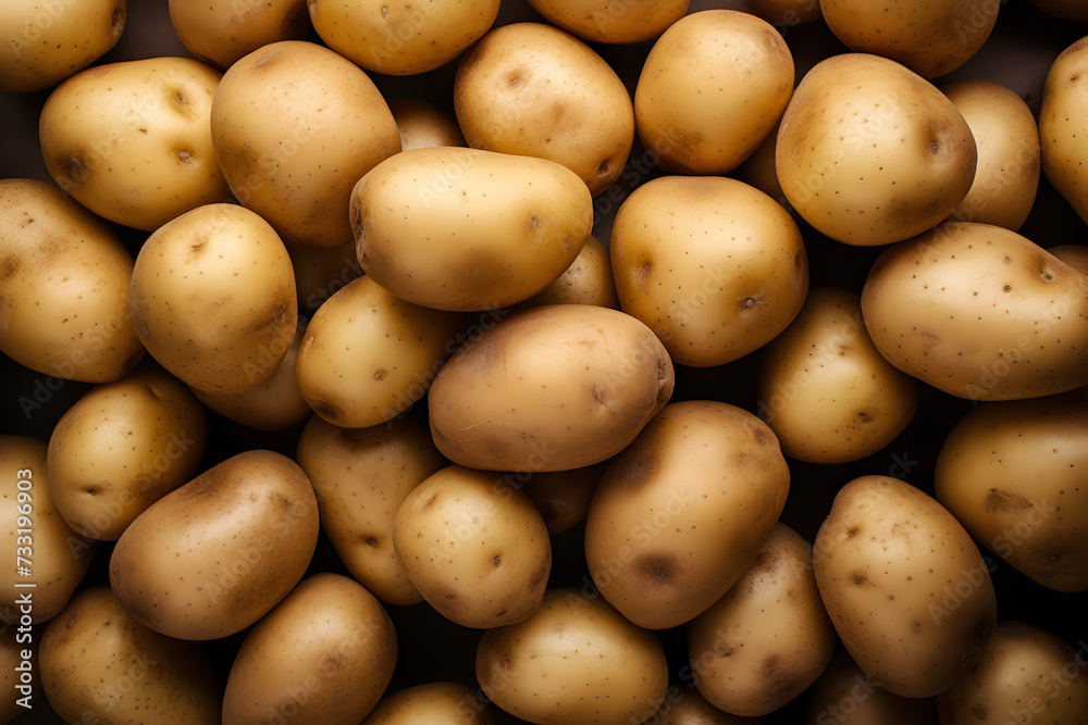 Food background - popato background, top view Food background - popato background, top view