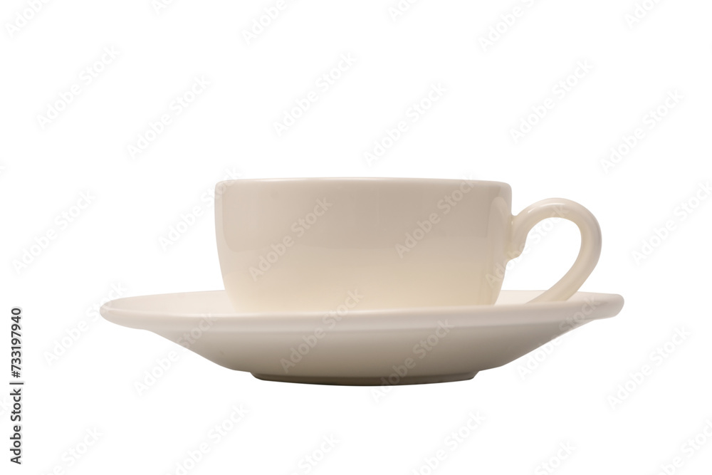 Ceramic white coffee cup and saucer isolated on white background. Ceramic white coffee cup and saucer isolated on white background.