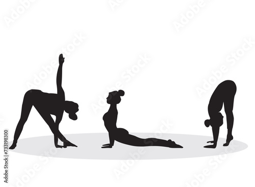Women stretching in yoga poses