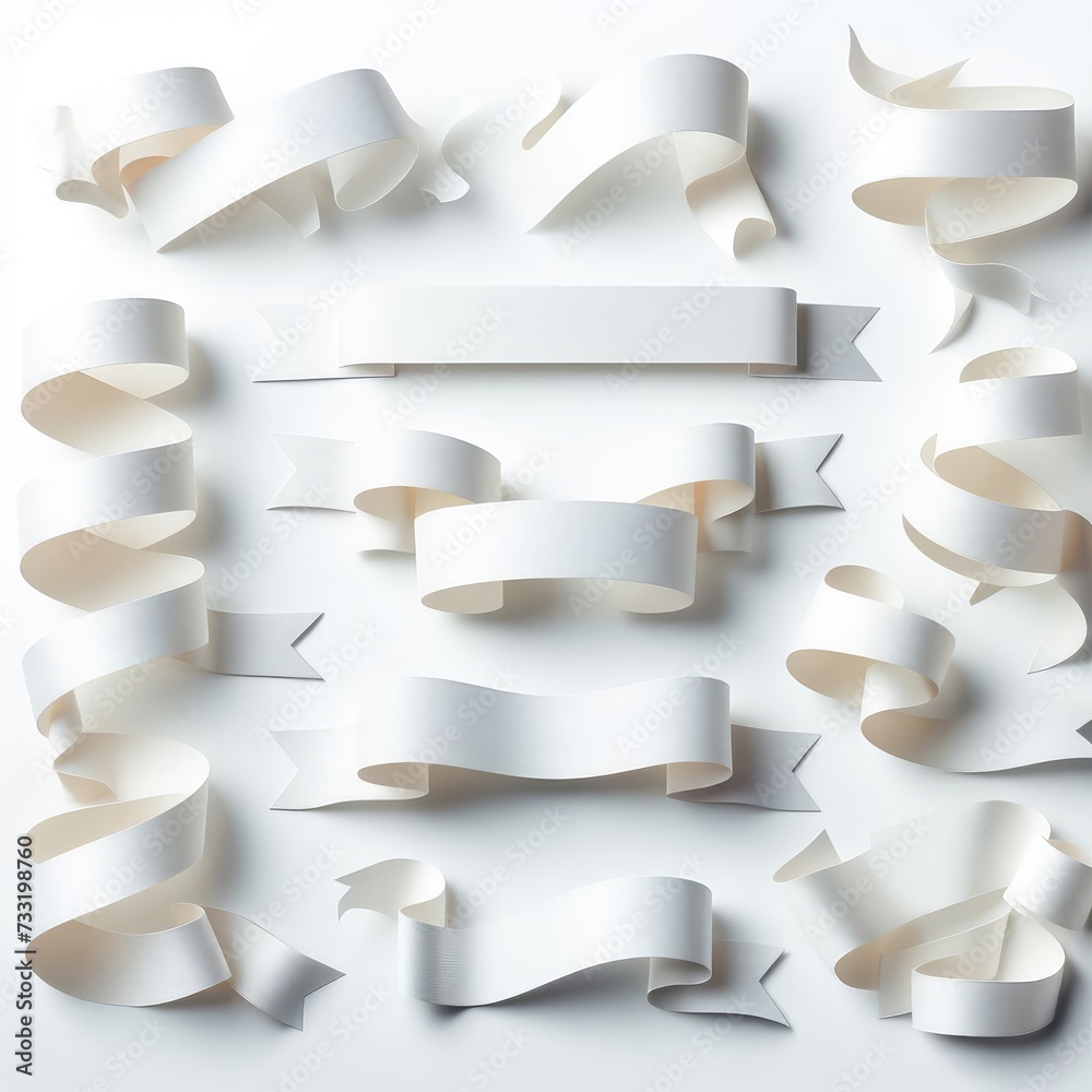 set of white ribbons isolated on white background
set of white ribbons isolated on white background