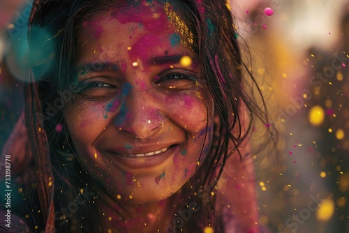 Holi Festival , Show diverse communities across India celebrating Holi, highlighting the regional variations in customs, colors used, and celebratory practices. © Nopparat