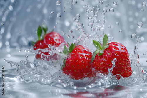 Fresh natural strawberry splash swirl with strawberries