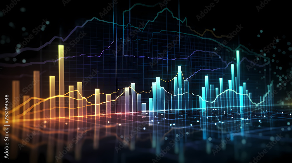 Stock market chart line concept, business chart on stock market background Stock market chart line concept, business chart on stock market background